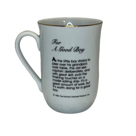 Norman Rockwell Vintage 1981 painted cups white w/ gold trim 5 unique mugs - Picture 4 of 16